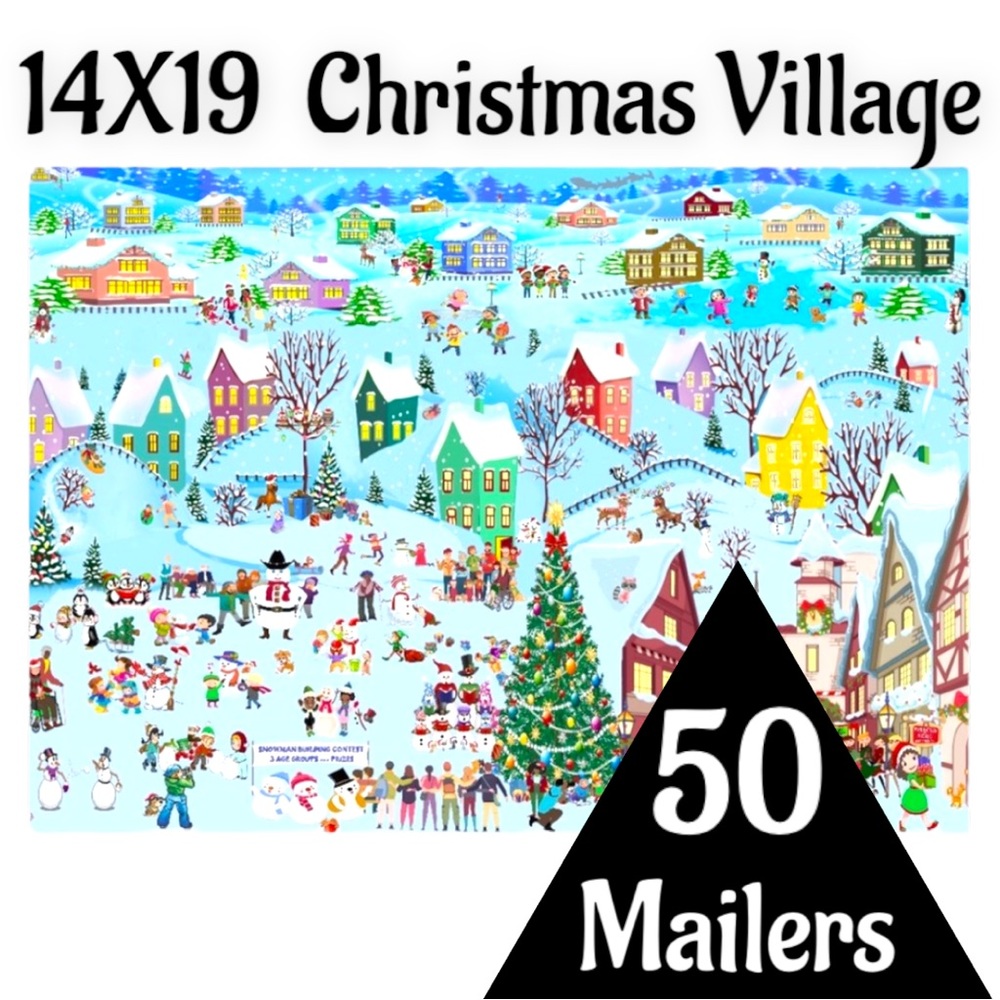 50 14x19 Poly Mailers Christmas Village Flat Shipping Envelopes PRICE IS FIRM - Picture 3 of 6